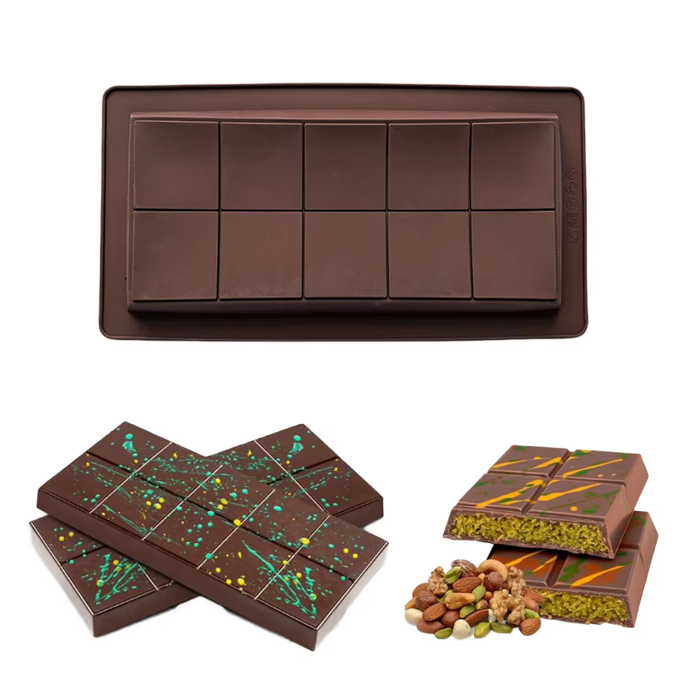 Moule en Silicone pour barre énergétique au chocolat, 10 grilles, page complète), en forme de gâteau, Pudding, Biscuit, décoration de gâteau, ustensiles de cuisson, 1 pièce