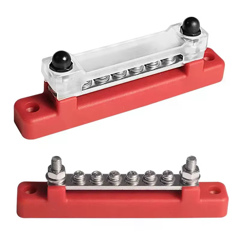 Barre de distribution de puissance pour batterie, 1/2 pièces, 12V, goujon M6, barre positive et négative pour camion, bateau, voiture, camping-car