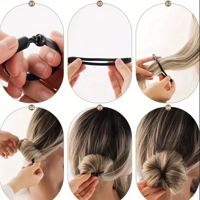 4 pièces magique torsion beignet chignon pince bricolage queue de cheval outils de coiffure noir champignon tête bobine de cheveux pour Bobo et tête sphérique coiffures