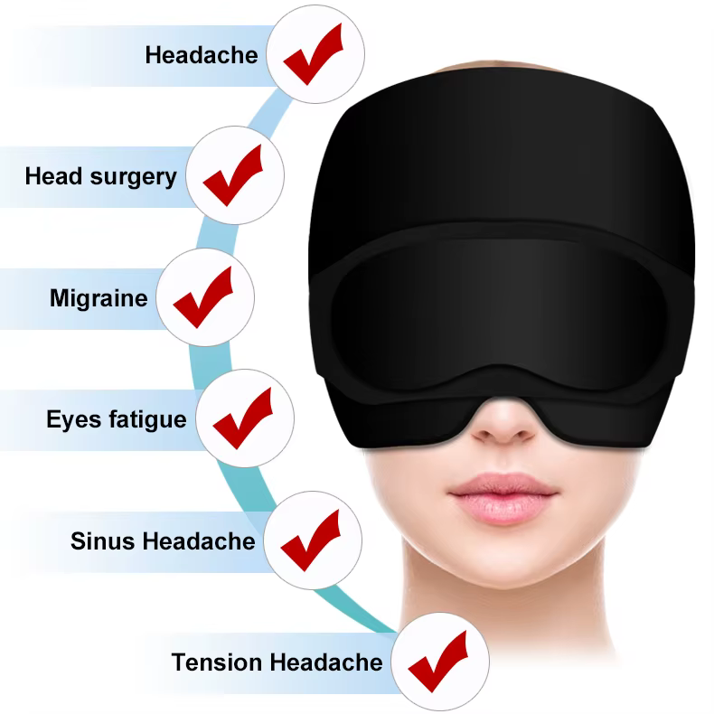 Chapeau de soulagement de la Migraine avec masque pour les yeux en Gel