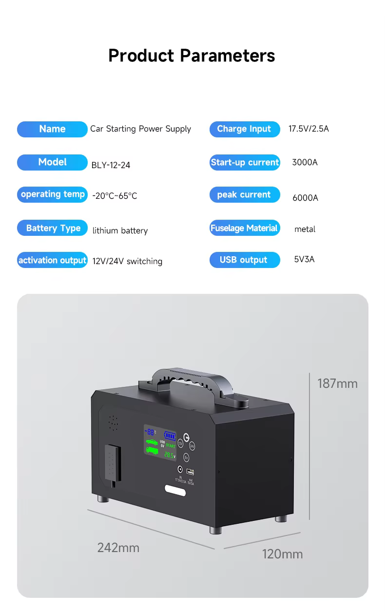 Démarreur de batterie 12V 24V, 6000a, Booster de puissance de pointe, 28000mAh, adapté aux véhicules Diesel jusqu'à 16l et aux voitures à essence jusqu'à 20l