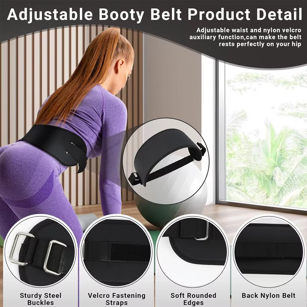 1 Ceinture d'entraînement pour fessiers, coussin de pont fessier pour exercices avec haltères et kettlebells pour squats, déplacements vers l'avant, squats inversés