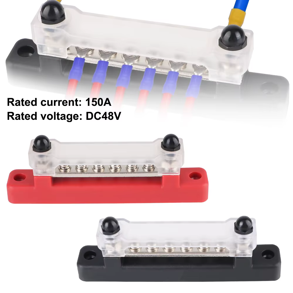 Bloc de Distribution d'énergie de barre omnibus de 6 voies, Circuit d'électro-jonction, prise de barre omnibus pour bateau camion RV caravane voiture 48V 150A DC