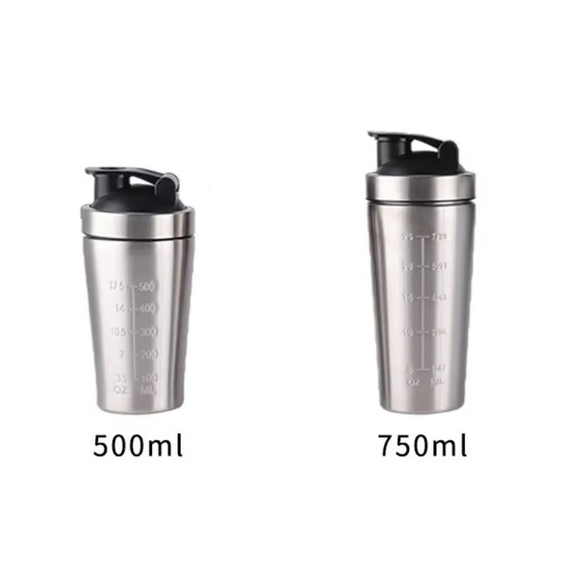 Bouteille Shaker de poudre de protéines en acier inoxydable de 500/750ml