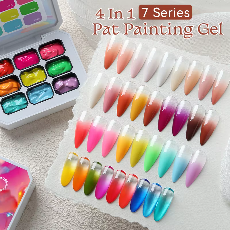 UR SUGAR 9 couleurs dégradé peinture Gel Nail Art dégradé couleur bricolage Design Gel 4 en 1 utilisé pour dégradé ongles estampage motif