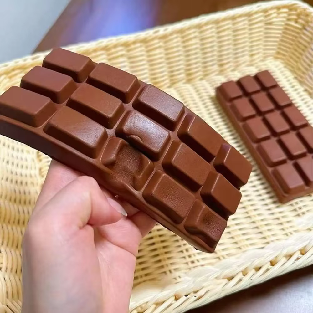 Grande barre de chocolat jouet d'extrusion, simule un aliment, rebond lent et doux, jouet de relaxation et de décompression, cadeau de fête. Jouets à presser