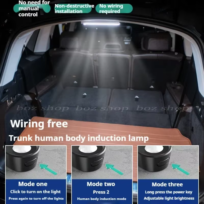 Lumière de capteur de coffre de voiture pour capot de coffre de sol, barre lumineuse à Induction automatique Rechargeable par USB, lampe magnétique en Mode de détection Maual