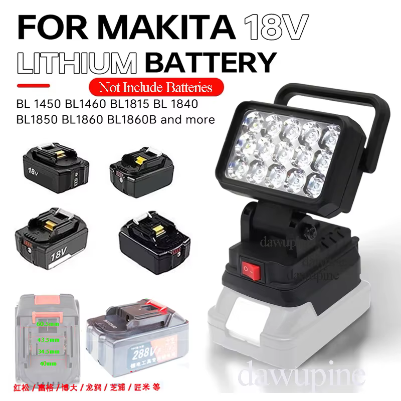 Pour Makita 18V Li-ion batterie accessoire BL1830 LED lampe de travail torche lampe de poche lanterne Camping éclairage de secours BL1430
