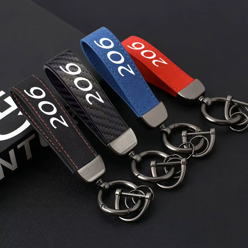Porte-clés de voiture de luxe en cuir véritable, boucle de couleur Pure, cadeau, accessoires de voiture pour Peugeot 206