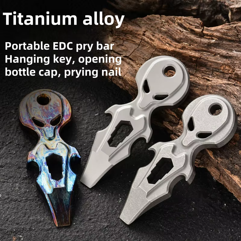 EDC – barre de levier en alliage de titane, petit outil multifonctionnel, camping en plein air, ouvre-bouteille d'urgence, mini pendentif