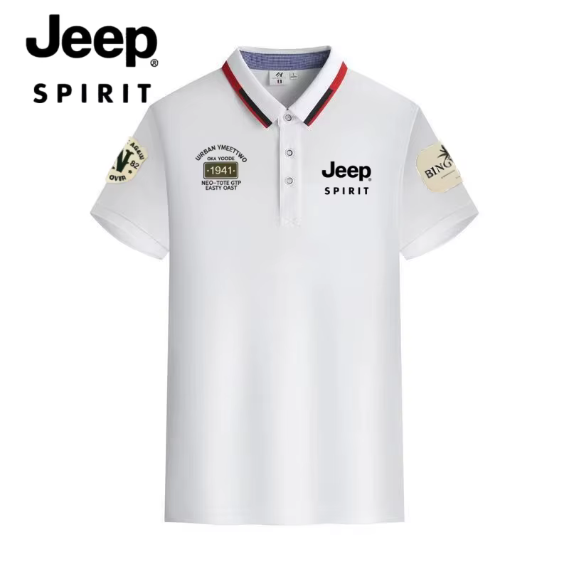 Polo décontracté d'été pour homme Jeep Spirit - T-shirt d'affaires à manches courtes et col revers pour l'été - Grande