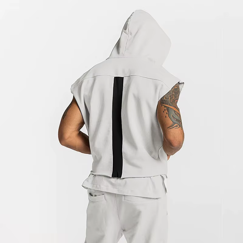 Hommes marque gymnases vêtements musculation à capuche débardeur coton sans manches gilet sweat Fitness