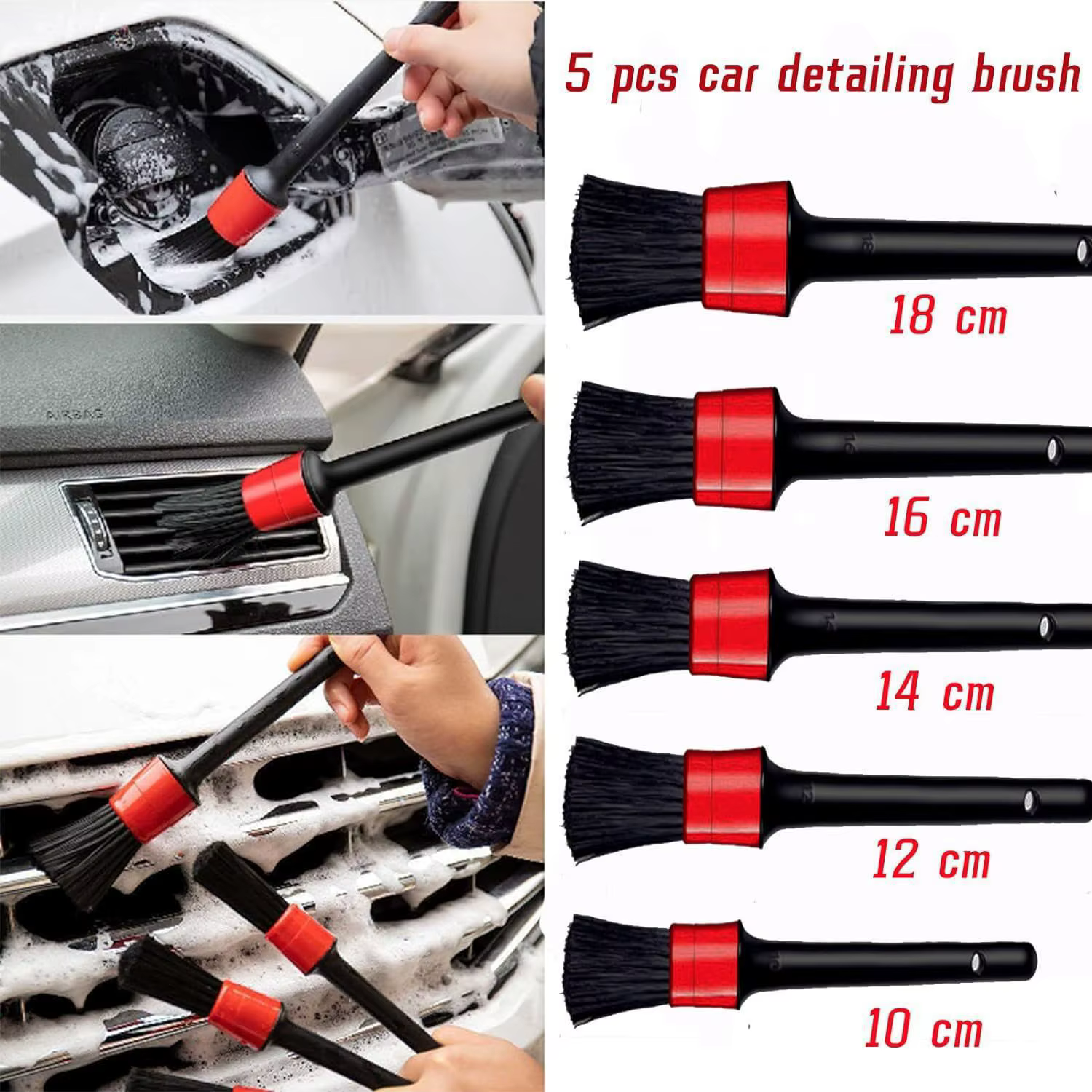 Kit de détail de voiture, ensemble de brosses de détail de voiture, kit de lavage de voiture, accessoires de voiture, kit d'outils de nettoyage de voiture pour intérieur, extérieur, roues