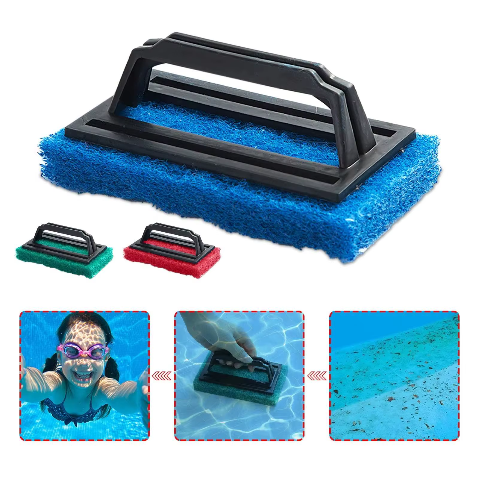 Brosse de nettoyage pour parois de piscine, brosse à éponge pour ligne d'eau, accessoire pour piscine, spa et bain à remous, nettoyeur de piscines