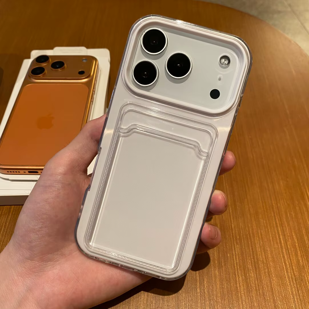 Étui de protection souple antichoc 2-en-1 avec porte-cartes photo et clip pour iPhone 11 12 13 14 15 16 17 Pro Max Plus Air Candy