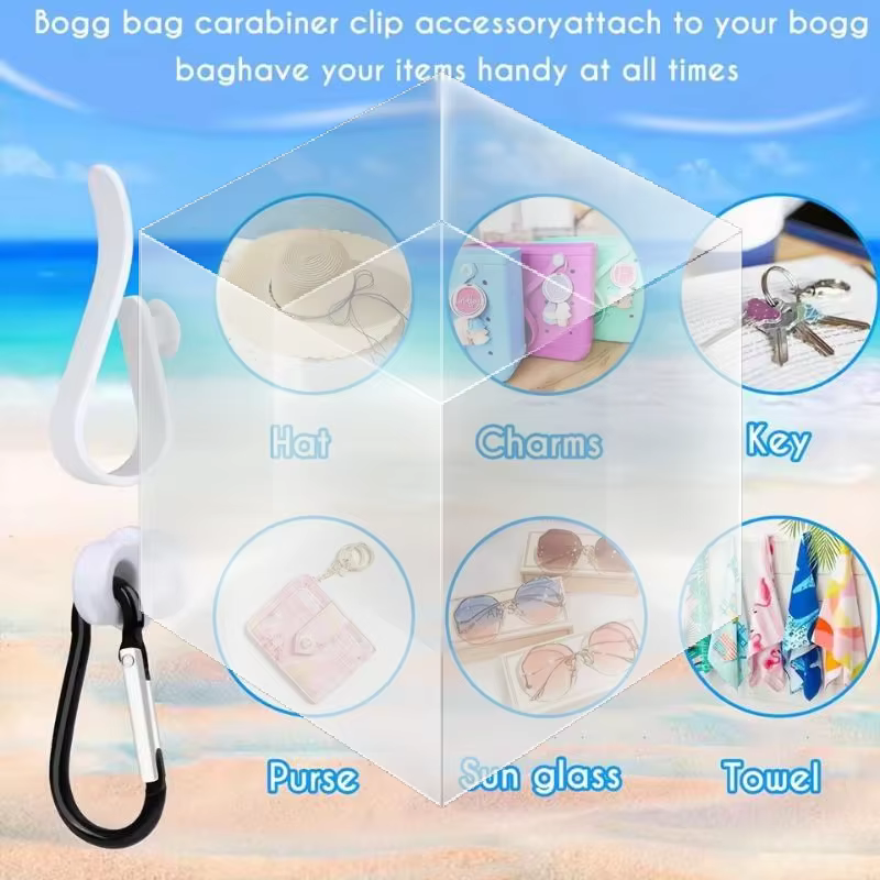 Kit d'accessoires pour sac de plage 3 pièces, crochet portable, mousqueton porte-clés et porte-gobelet
