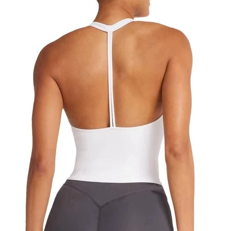 C-B Débardeur de yoga dos nu effet seconde peau pour femme / Short taille haute effet push-up, doux pour la peau, pour la gym, le Pilates et l'entraînement