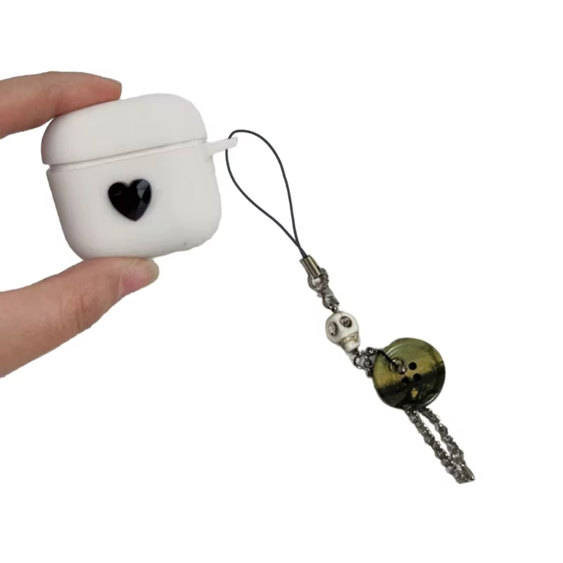 Pendentif bouton crâne Vintage, corde suspendue, chaîne téléphone, sangle, porte-clés, accessoire