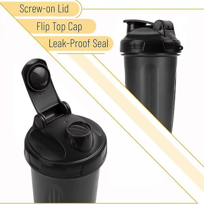 Bouteille shaker de 600 ml (20 oz) avec boule en acier inoxydable