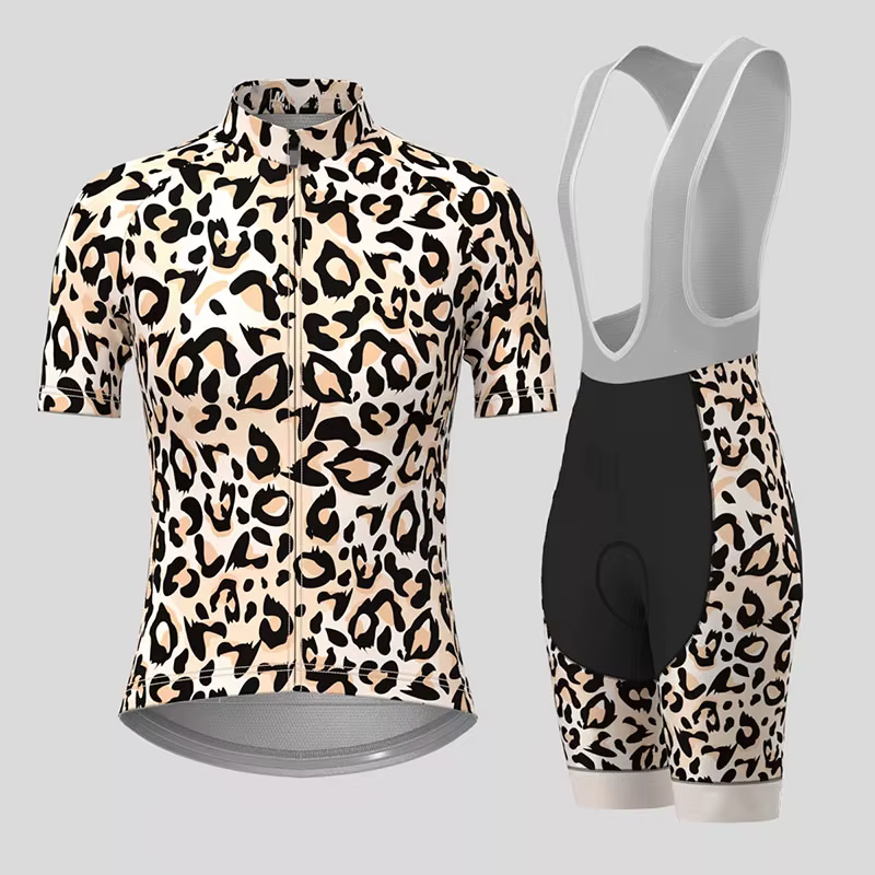 Ensemble de maillot de cyclisme imprimé léopard nickel é pour femme