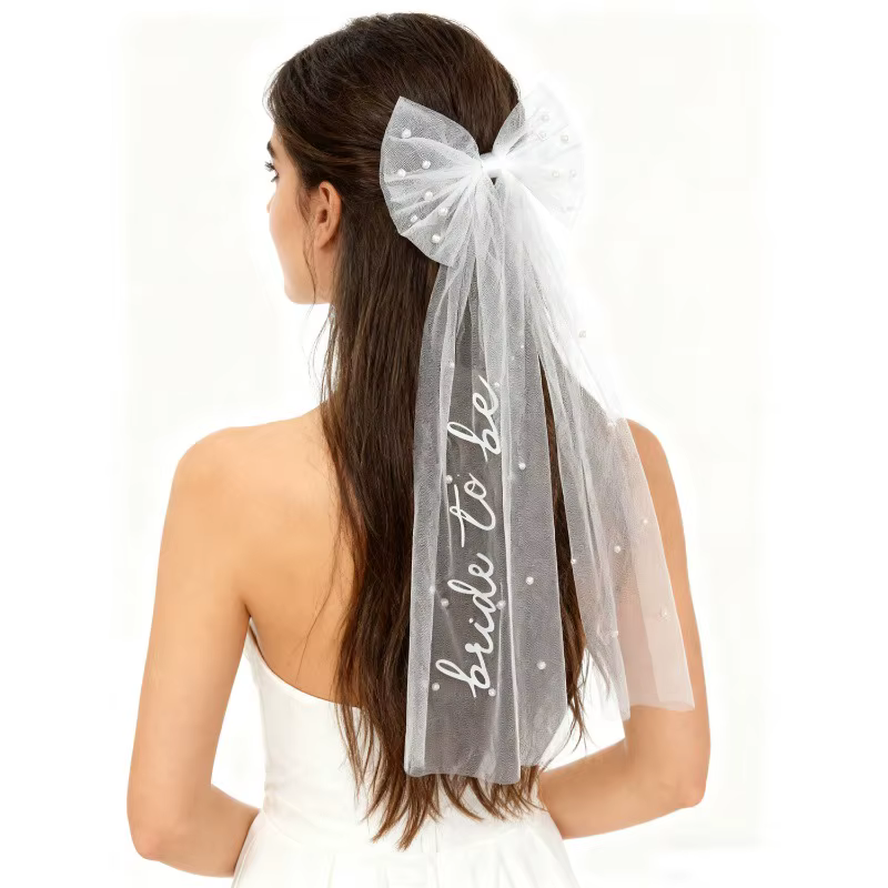 Voile à nœud pour future mariée, enterrement de vie de jeune fille, événements de mariage, design avec nœud en tulle, accessoire romantique élégant et mémorable