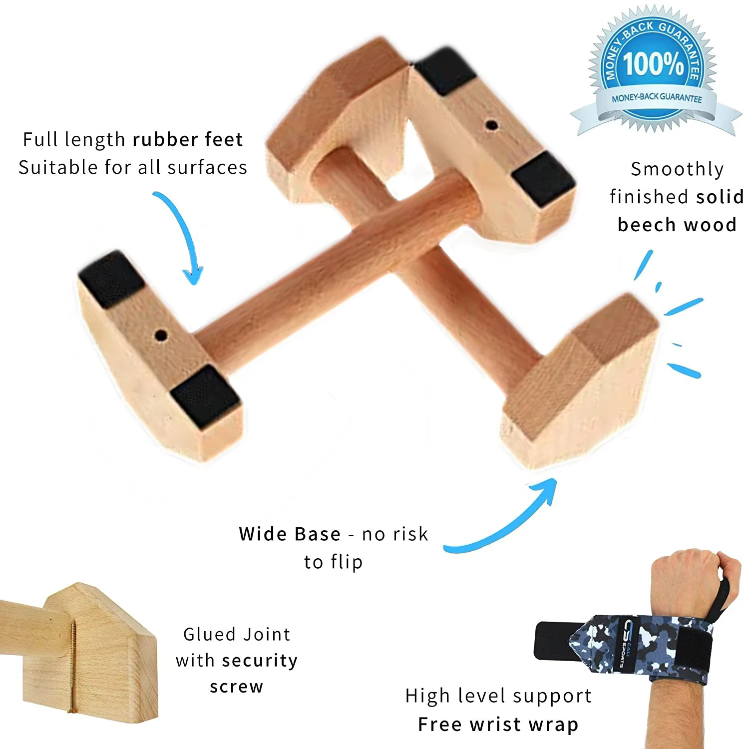 Support de pompes barres de poussée en bois exercice Parallettes antidérapantes supports de poignée calistenie équipement de Fitness entraînement de force à domicile