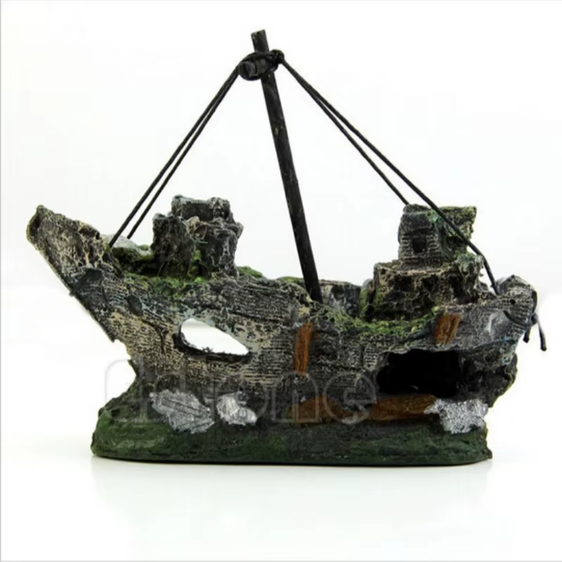 Décoration de paysage d'aquarium en résine, bateau coulé, accessoire pour aquarium, ornement de bureau pour la décoration de la maison