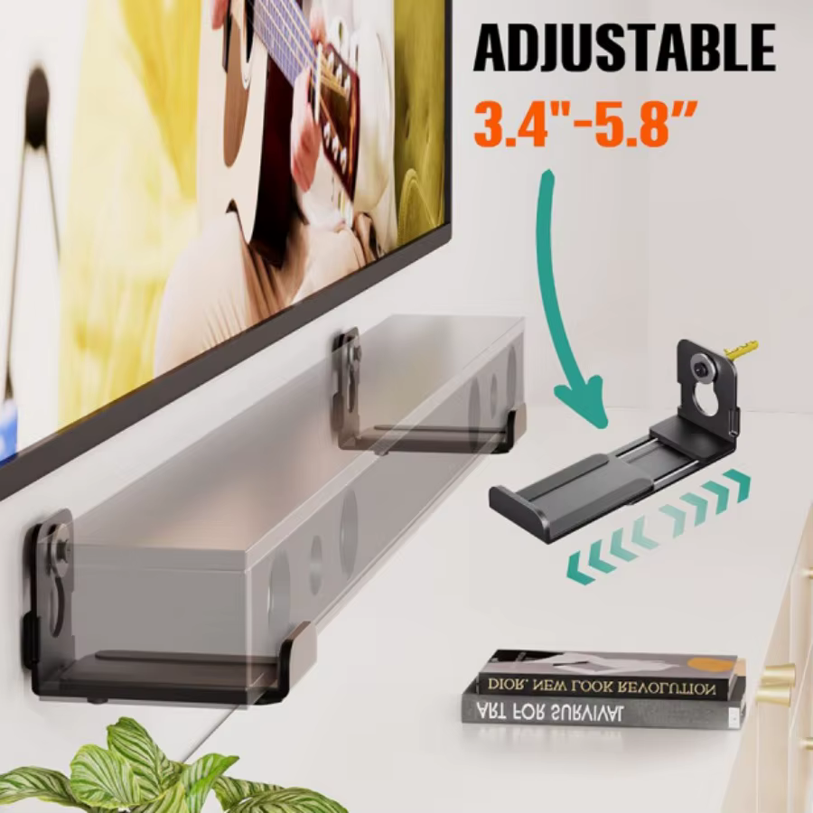 Support de montage mural pour barre de son pour Samsung, Bose, Vizio, LG, Sony avec profondeur réglable de 3,4 à 5,8 pouces, supports sous TV pouvant contenir jusqu'à 30 lb