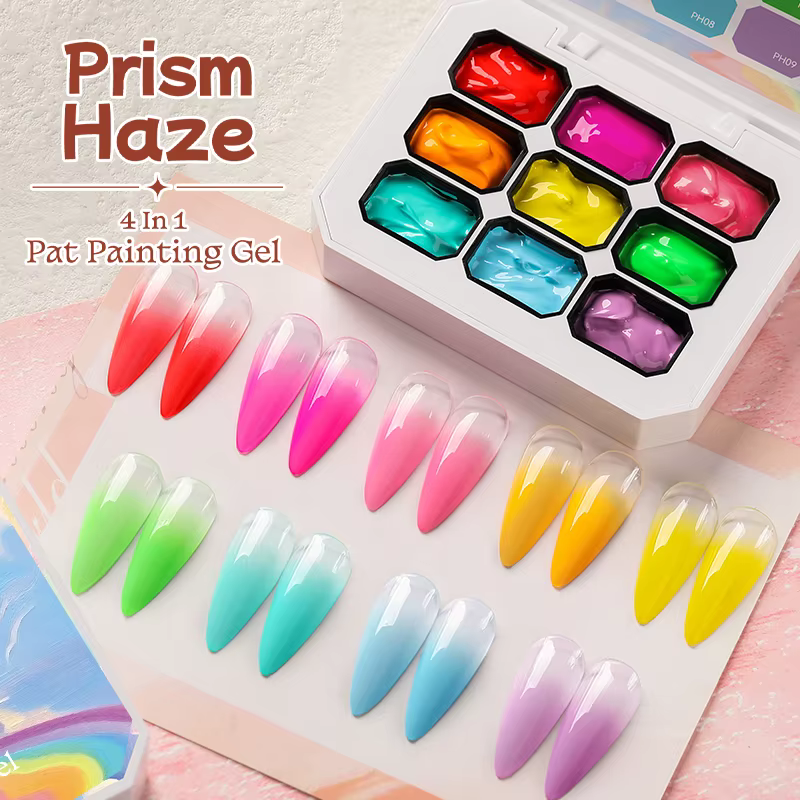 UR SUGAR 9 couleurs dégradé peinture Gel Nail Art dégradé couleur bricolage Design Gel 4 en 1 utilisé pour dégradé ongles estampage motif