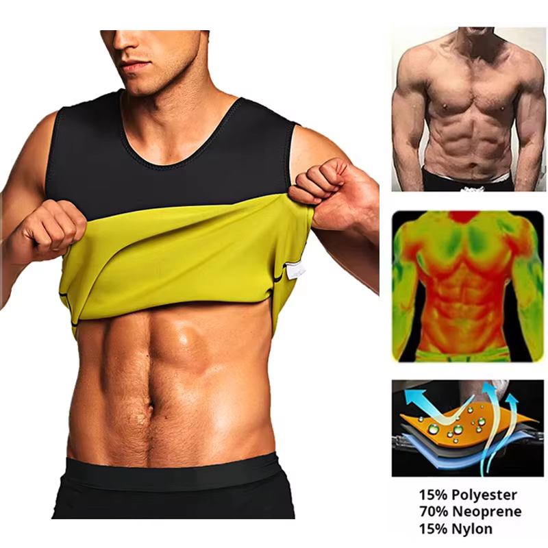 Hommes T-shirts d'entraînement effet Sauna gilet de sport hauts d'exercice vêtements de Fitness minceur perte de poids