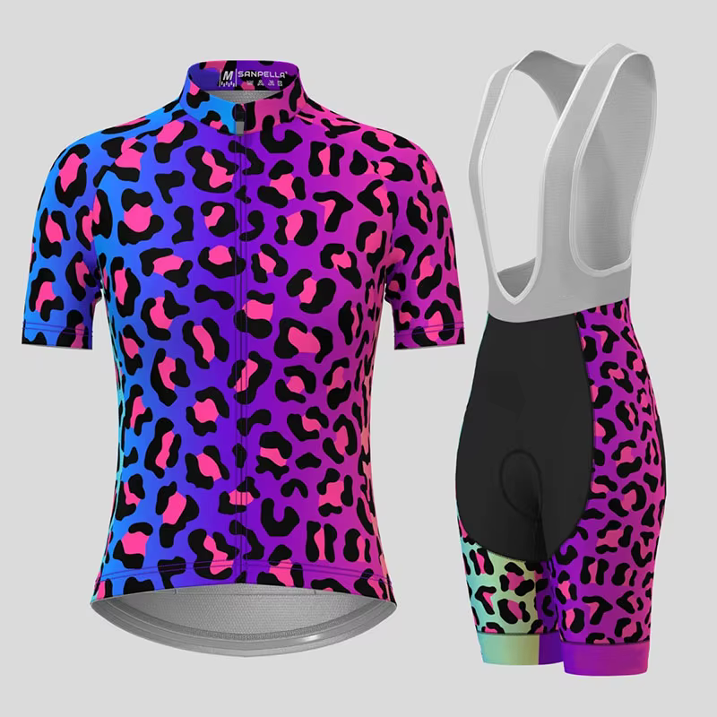 Ensemble de maillot de cyclisme imprimé léopard nickel é pour femme