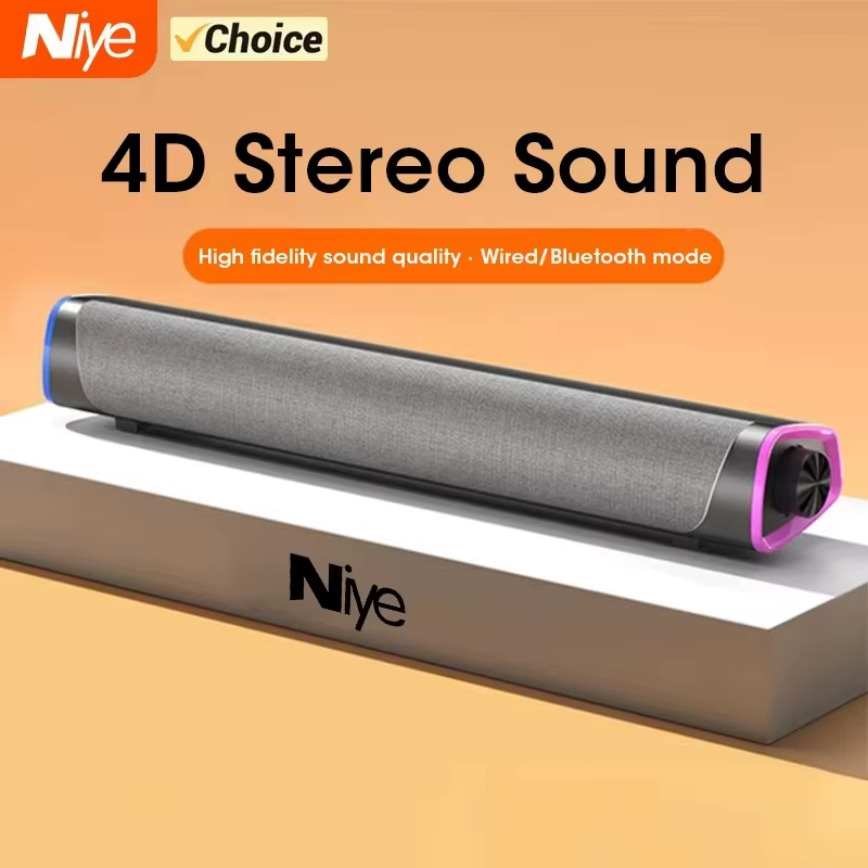 Barre de haut-parleur d'ordinateur Bluetooth sans fil, avec son Surround 4D, caisson de basses pour MacBook et ordinateur portable, lecture de musique