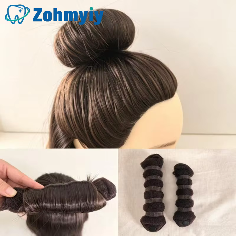 Chignon Magique Noir/Marron, Outil de Coiffure Type Donut, Accessoire pour Cheveux, Épingle à Cheveux pour Femmes, Coiffure DIY, Tresses