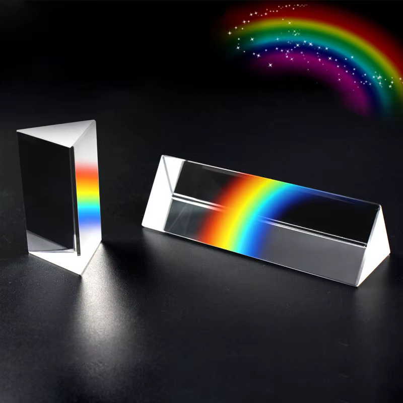Prisme triangulaire arc-en-ciel, verre de cristal, prisme photographique, prismes de couleur, physique, expérience lumineuse pour enfants