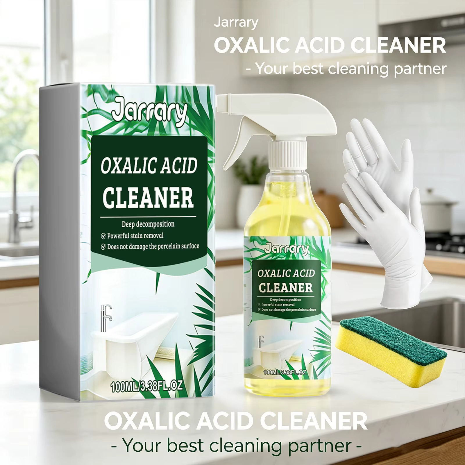 Nettoyant en spray à l'acide oxalique, dissout rapidement le calcaire, élimine la saleté tenace, protège les surfaces, nettoyant multi-usages pour salle de bain