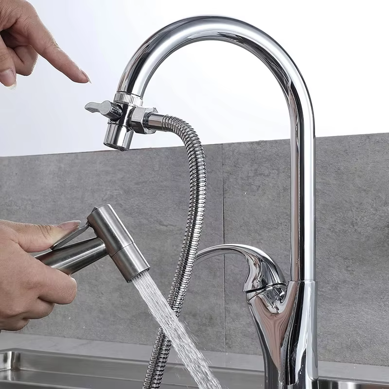 Adaptateur de robinet à interrupteur en alliage, vanne de dérivation de séparateur d'évier avec aérateur, connecteur de robinet pour cuisine, toilettes, Bidet, douche, salle de bains