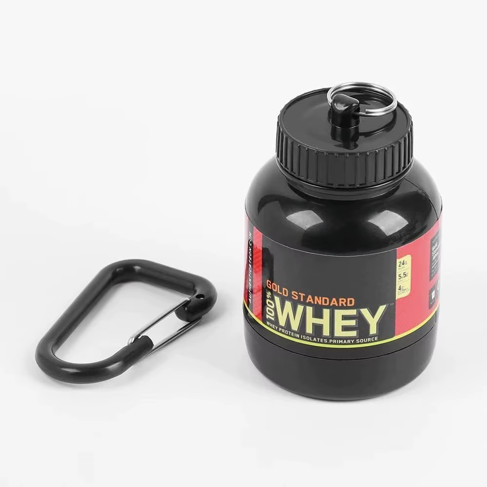 Bouteilles rechargeables de 100 ml pour poudre protéinée avec entonnoir porte-clés – Contenant portable pour