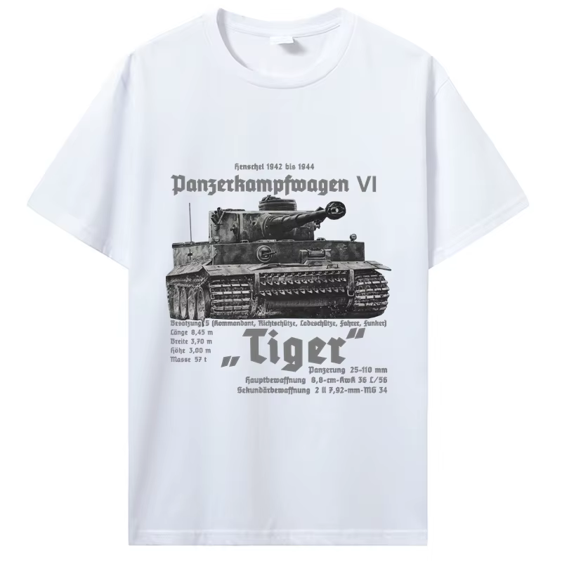 Troupes blindées allemandes tigre réservoir imprimé T-Shirt Royal Armory été coton à manches courtes hommes T-Shirt surdimensionné t-shirts streetwear