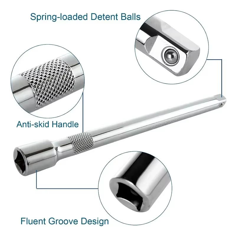 Barre d'extension de clé à cliquet à douille 1/4 "3/8" 1/2 "50/75/100/125/150/250mm, barre longue, manchon de direction, accessoires de bielle