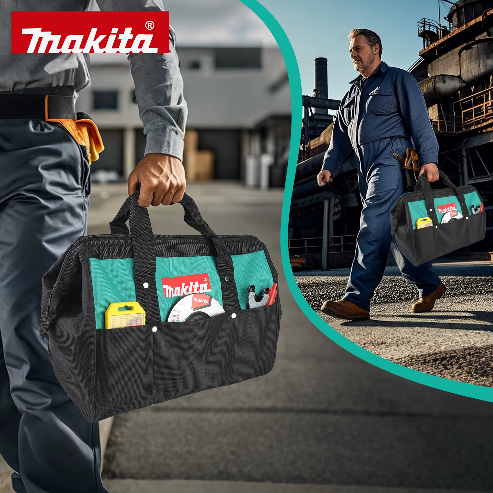 Kit d'outils portatifs Makita, tissu Oxford double couche, sac d'électricien en fil d'acier, imperméable et anti-chute 368-1