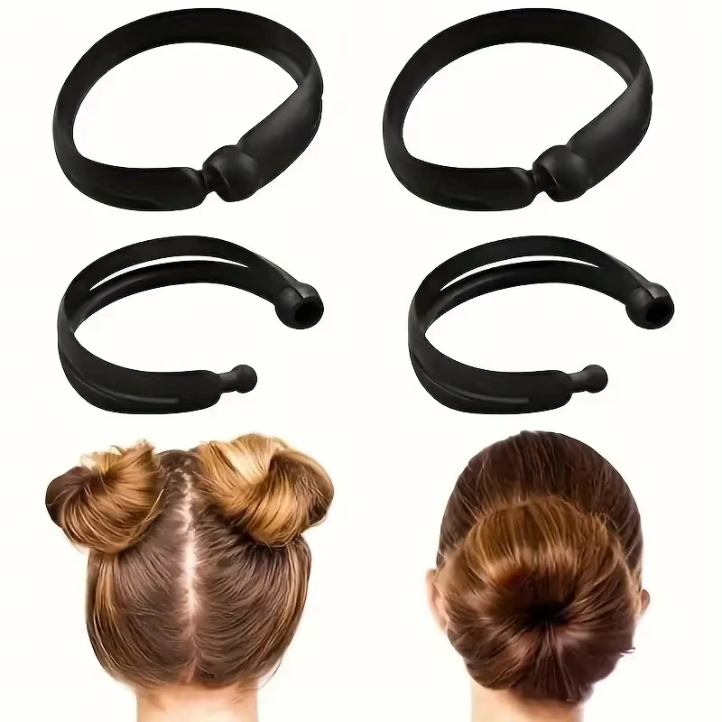 4 pièces magique torsion beignet chignon pince bricolage queue de cheval outils de coiffure noir champignon tête bobine de cheveux pour Bobo et tête sphérique coiffures