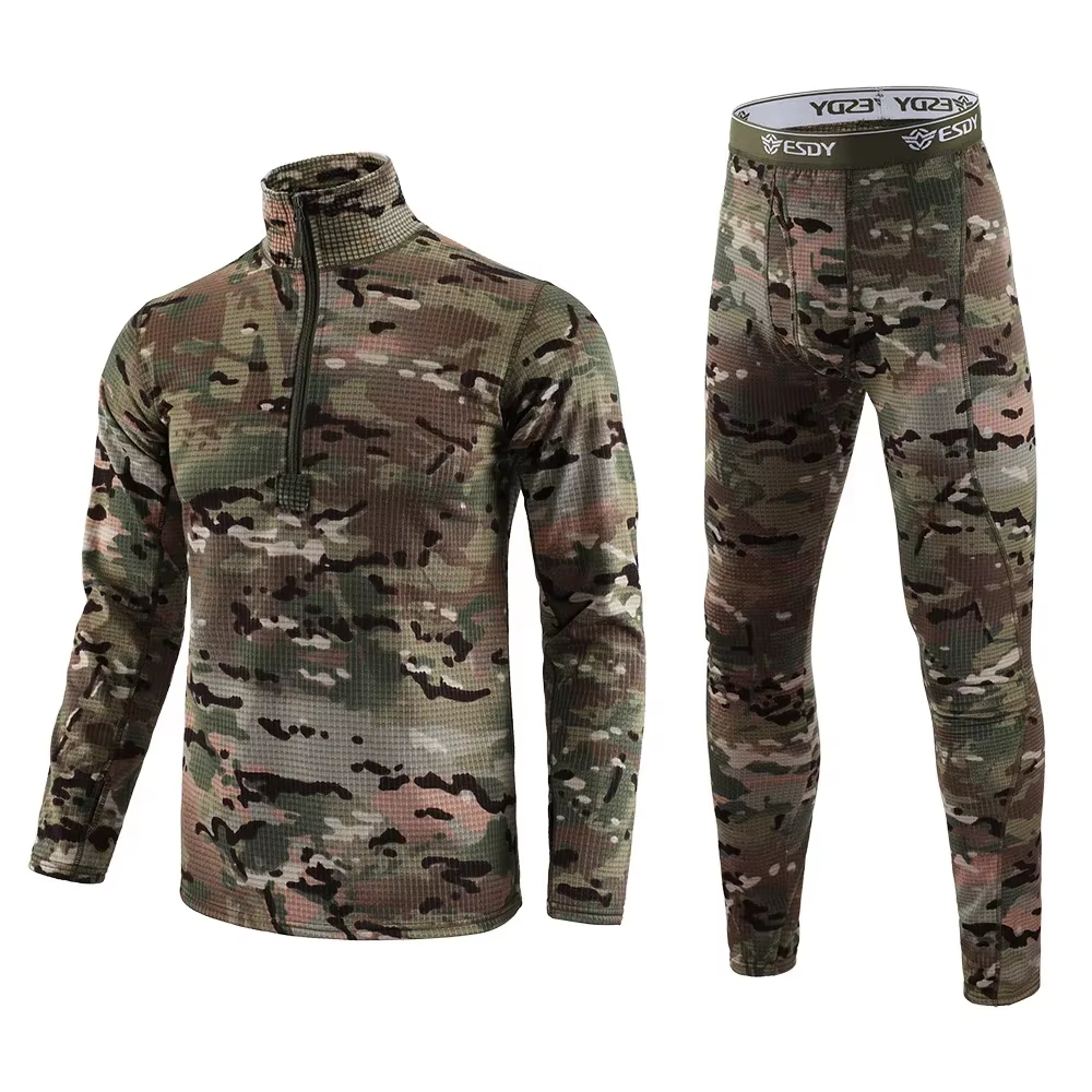 Hiver épais chaud sous-vêtement thermique ensembles hommes Compression polaire sueur séchage rapide Thermo longs Johns militaire armée vêtements
