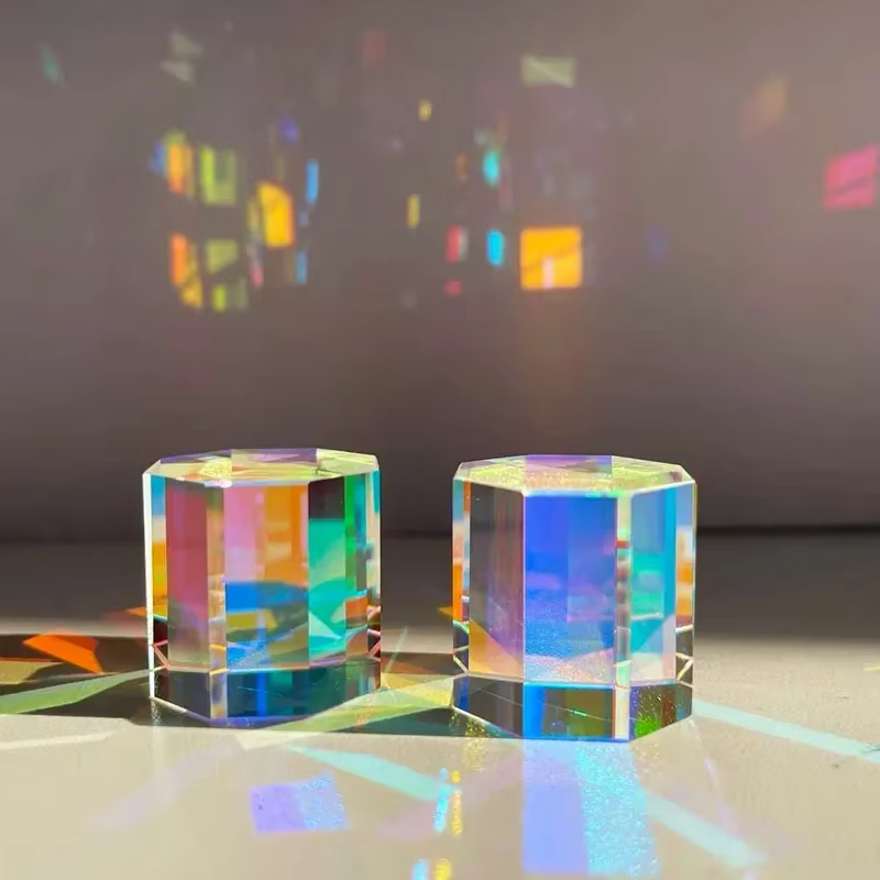 Prisme rvb couleur verre dichroïque capteur de soleil verre optique Cube décoratif x-cube pour l'enseignement de la physique prisme arc-en-ciel