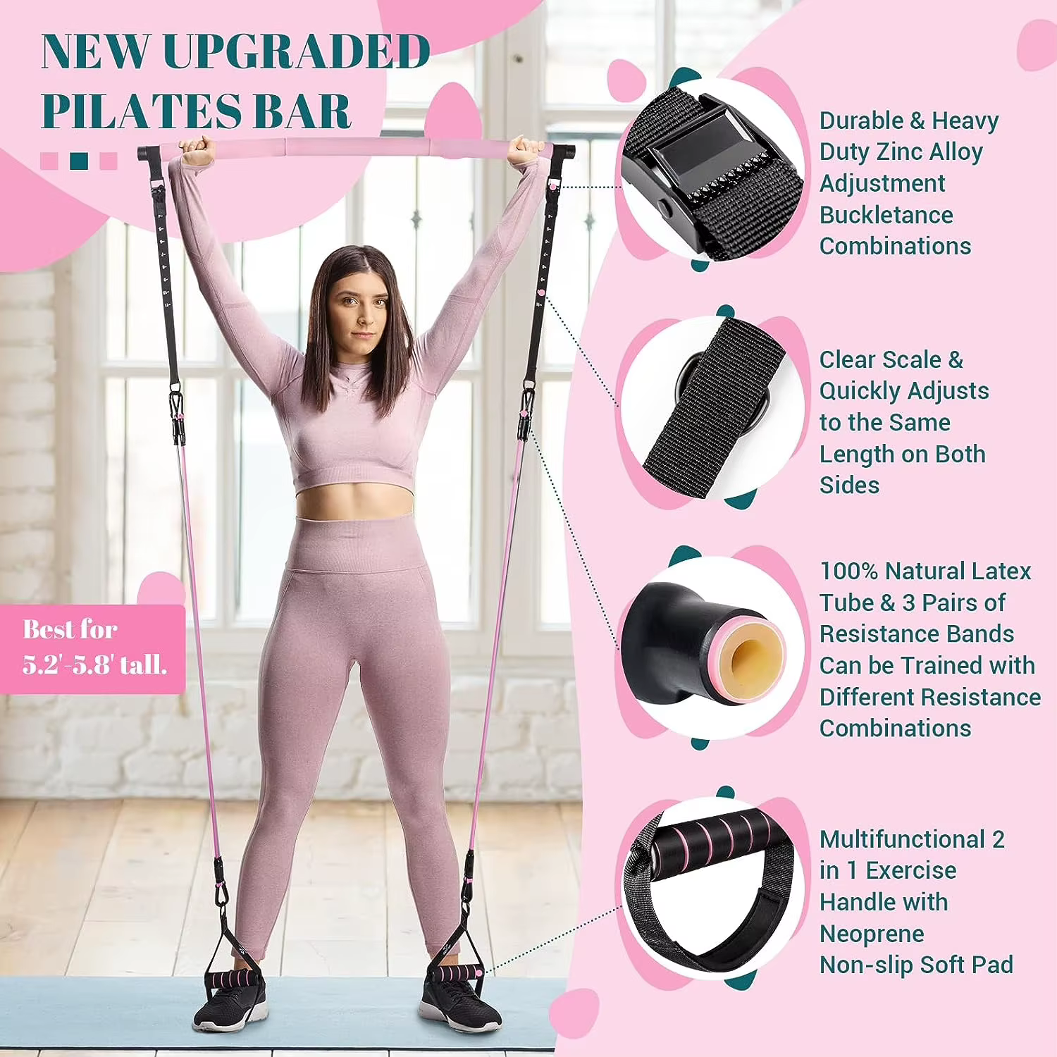 Kit de barre de Pilates avec bandes de résistance