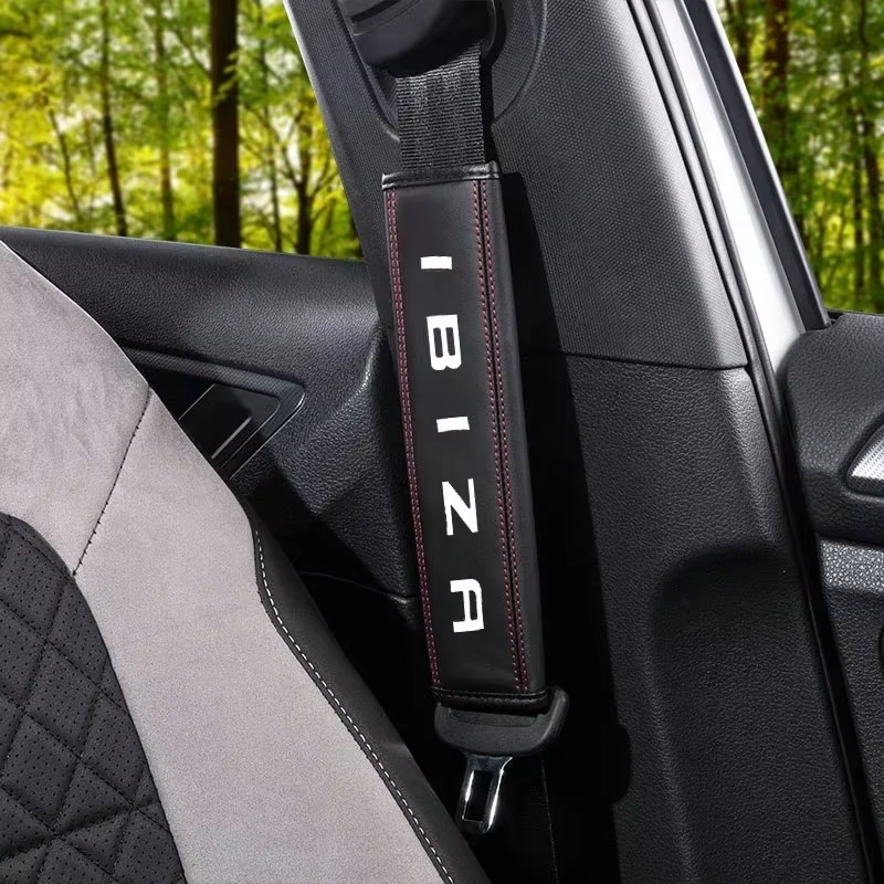 Pour Seat ibiza 2010 2016 2019 2020 1pc peau de vache voiture intérieur ceinture de sécurité protecteur couverture pour Seat ibizacar Auto accessoires