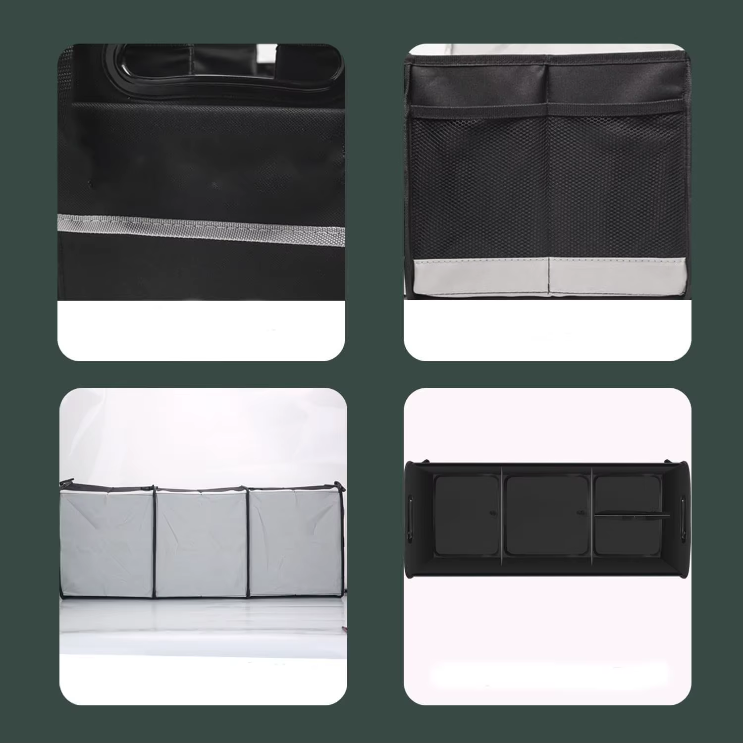 Organisateur de coffre pour voiture, rangement de grande capacité de 95 L avec bandes inférieures antidérapantes et 2 sangles rétractables