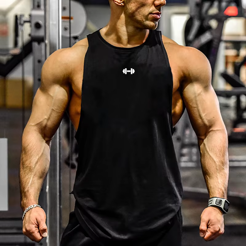Gym Bodybuilding Fitness Muscle Vêtements D'été Coton Respirant Lâche Débardeurs Hommes Sport Décontracté Sans Manches Entraînement T-Shirts