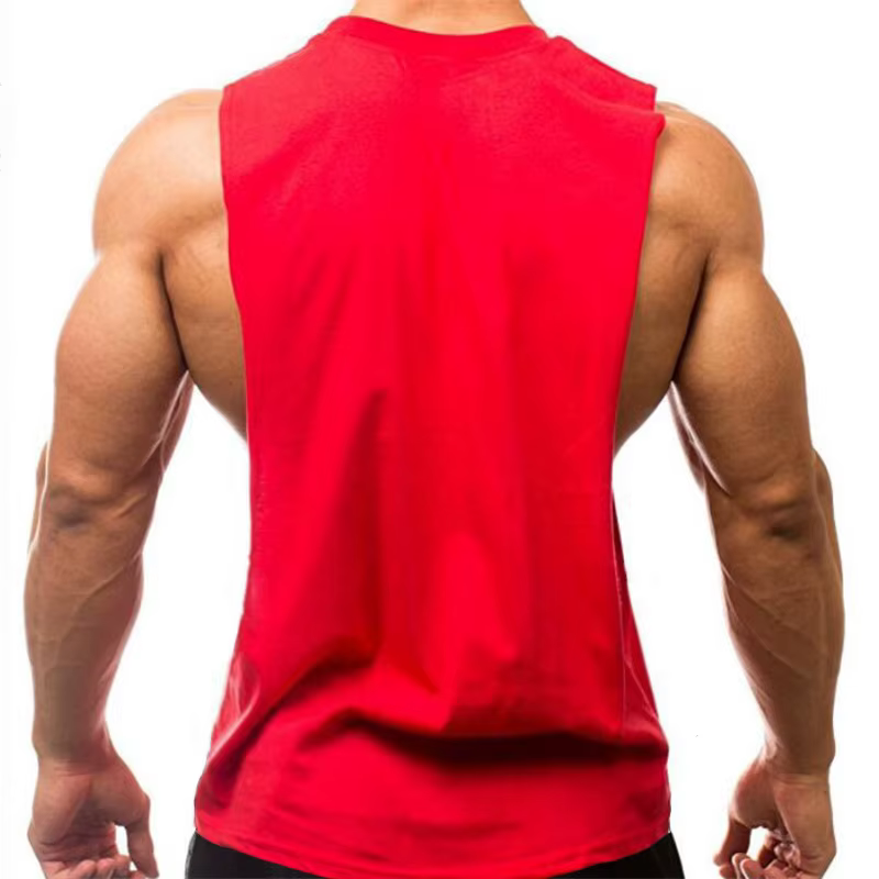 Gym musculation vêtements de course été coton respirant Singlets hommes formation sans manches débardeurs grandes fentes latérales chemises