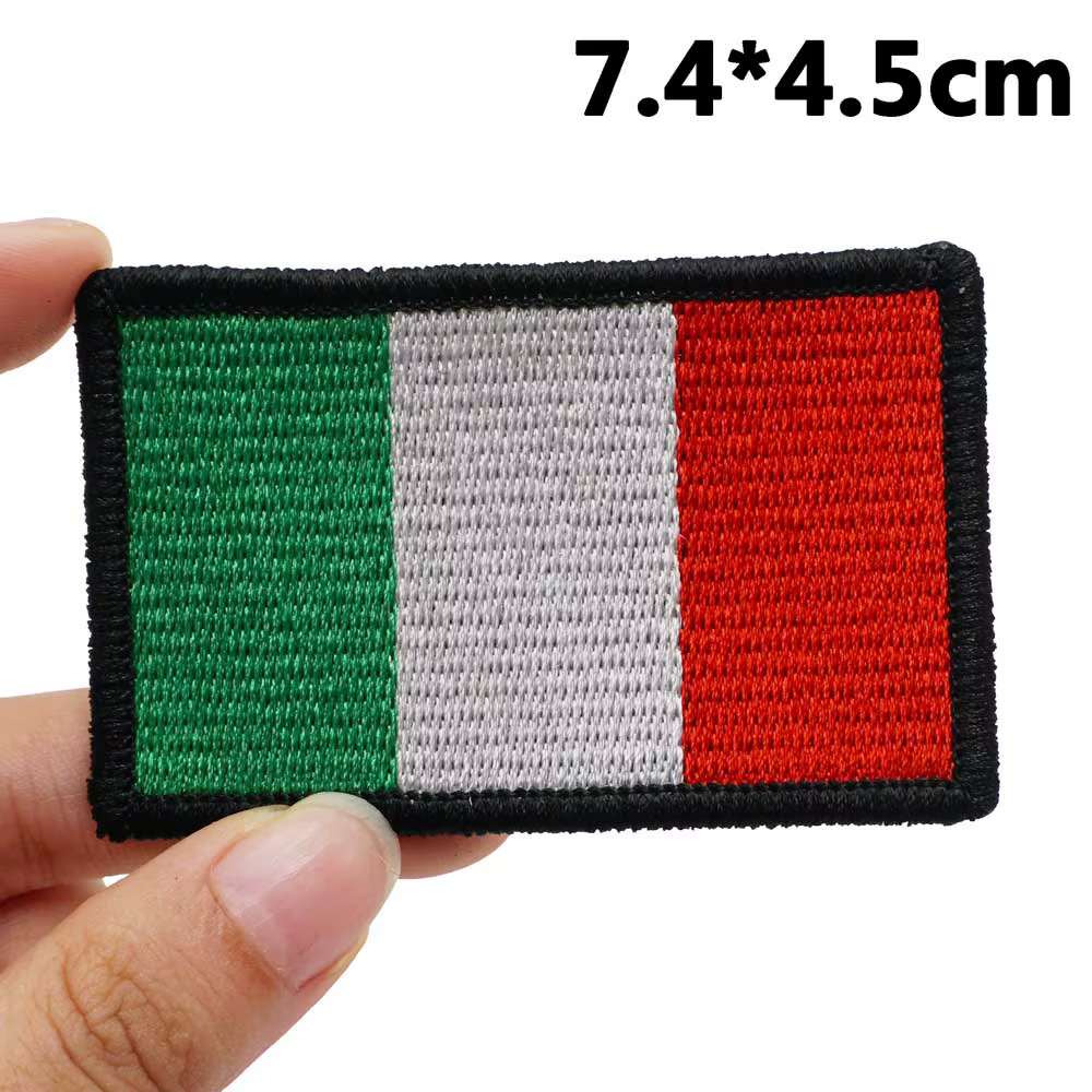 Patchs de broderie tactiques drapeau italien pour sacs à dos et vêtements, accessoires militaires avec support à crochet ou dos en fer