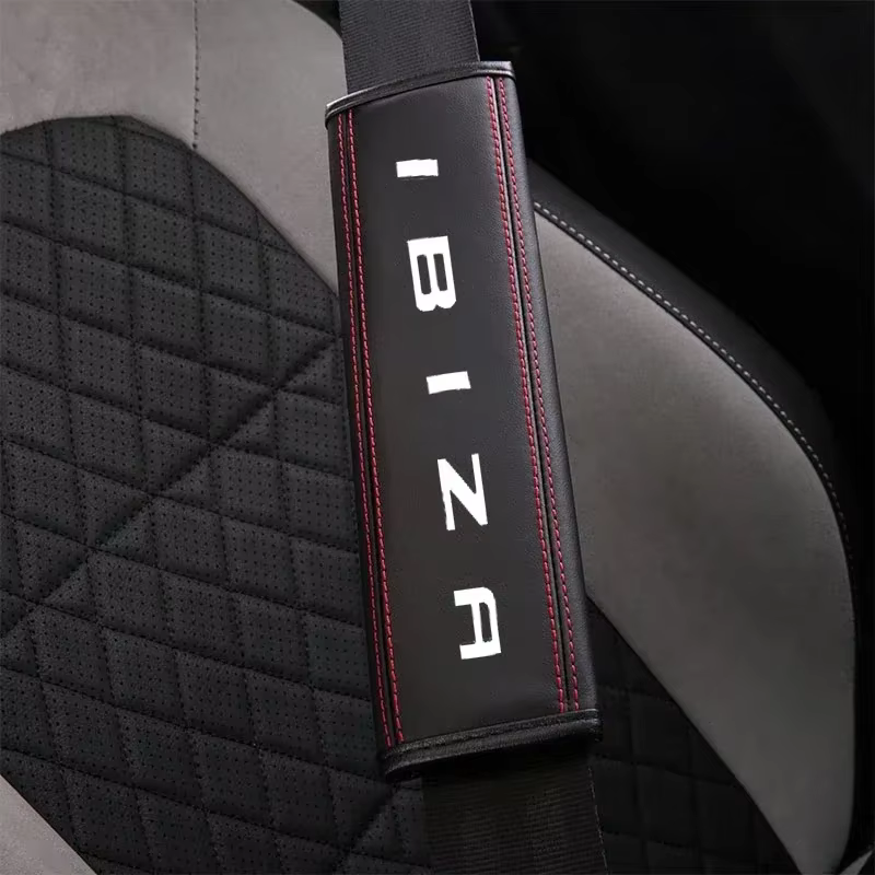 Pour Seat ibiza 2010 2016 2019 2020 1pc peau de vache voiture intérieur ceinture de sécurité protecteur couverture pour Seat ibizacar Auto accessoires